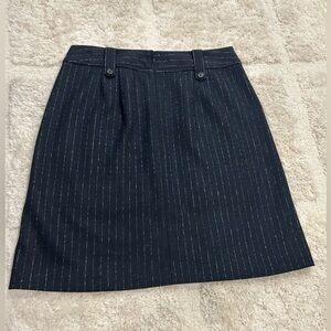 LOFT Black Skirt with White Pinstripes